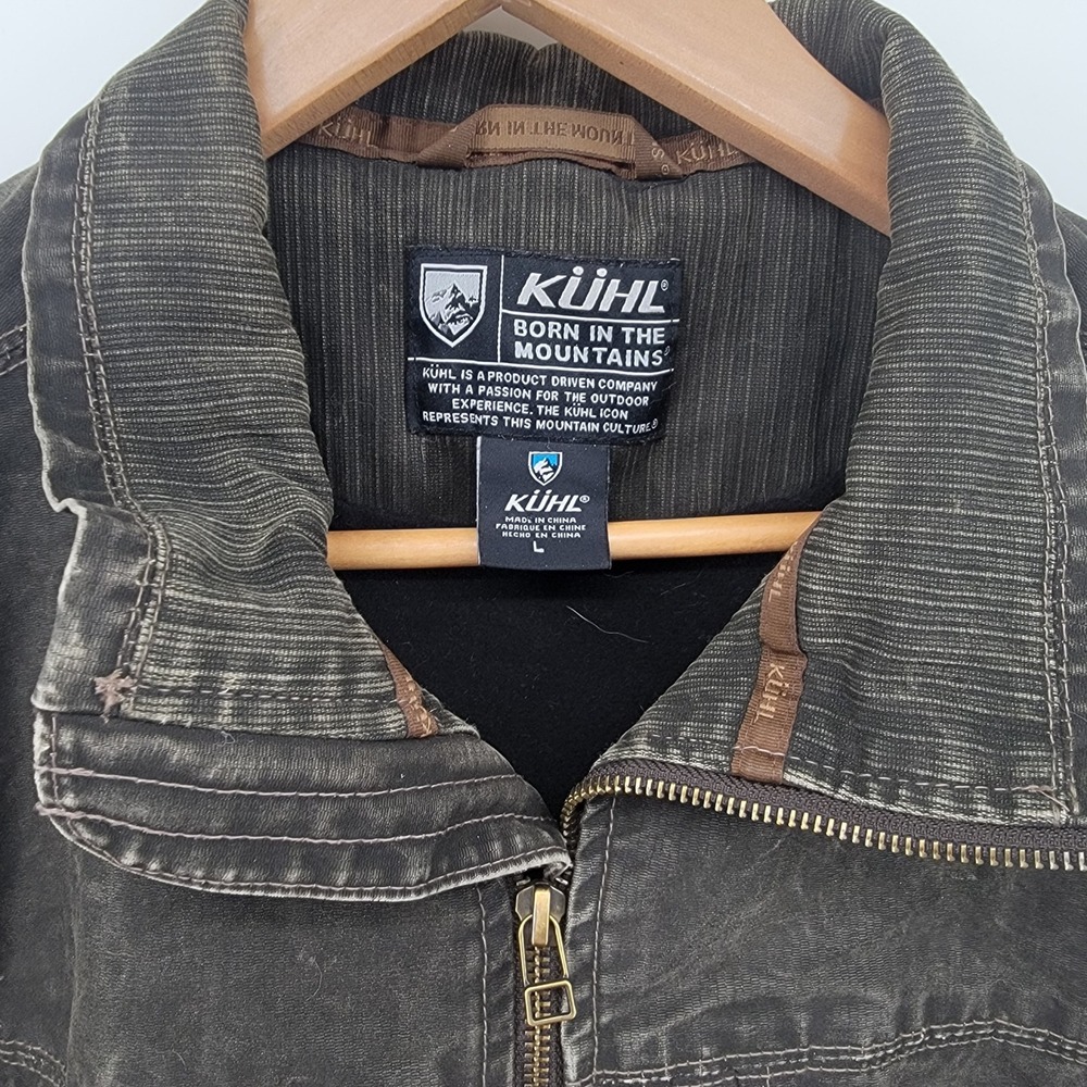 Kuhl Jacket Mens Large Gray Vintage Patina Full Zip Cotton Fleece Lined Outdoor - Picture 4 of 5